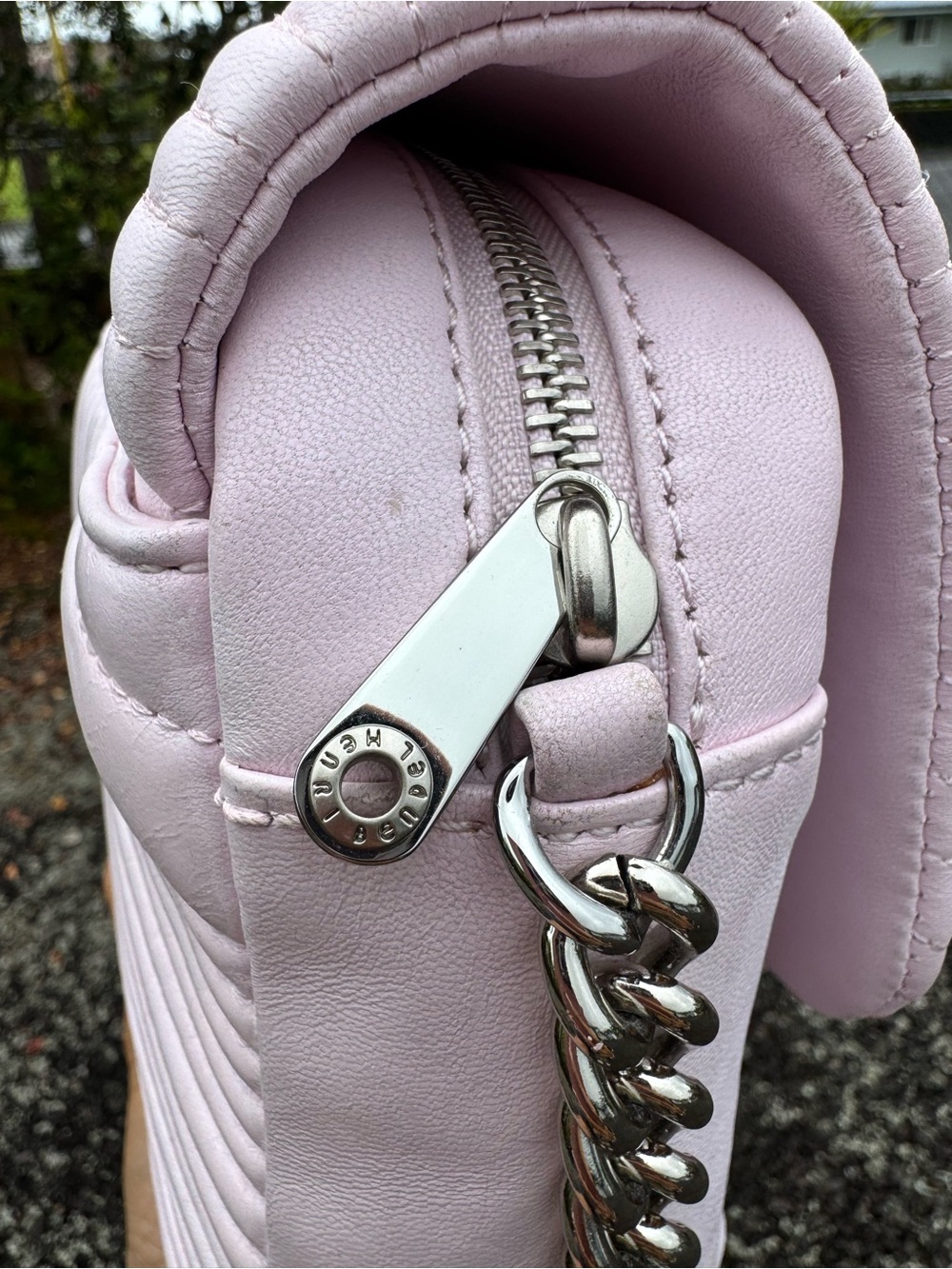 Henri Bendel 1895 Blush Pink Quilted Leather Chain Crossbody Shoulder Bag - Picture 10 of 14
